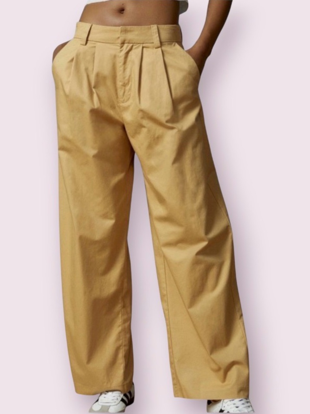 Urban Outfitters BDG Wide Leg Pleated Grandpa Trousers Pants Tan Size 2